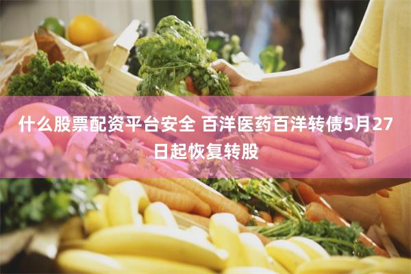 什么股票配资平台安全 百洋医药百洋转债5月27日起恢复转股