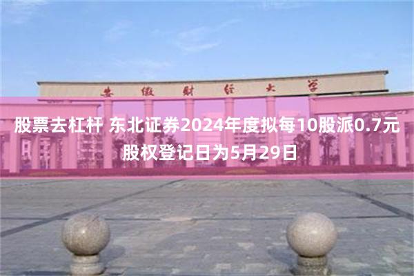股票去杠杆 东北证券2024年度拟每10股派0.7元 股权登记日为5月29日