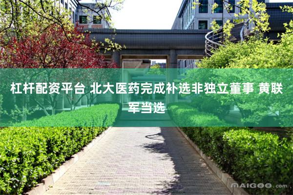 杠杆配资平台 北大医药完成补选非独立董事 黄联军当选