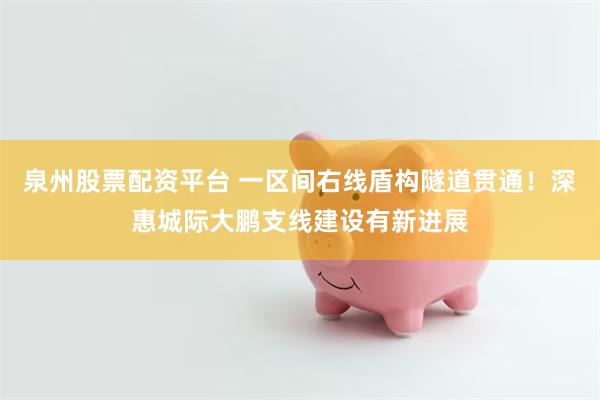 泉州股票配资平台 一区间右线盾构隧道贯通！深惠城际大鹏支线建设有新进展