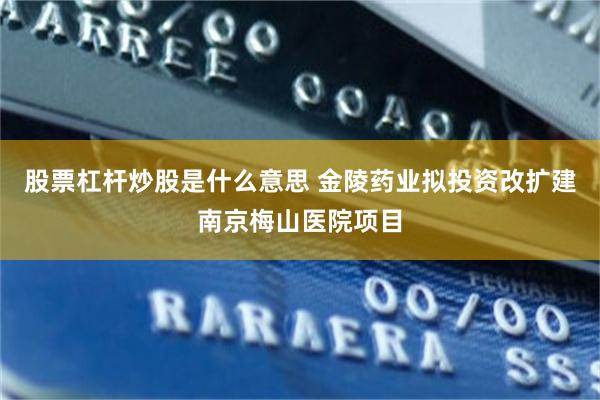 股票杠杆炒股是什么意思 金陵药业拟投资改扩建南京梅山医院项目