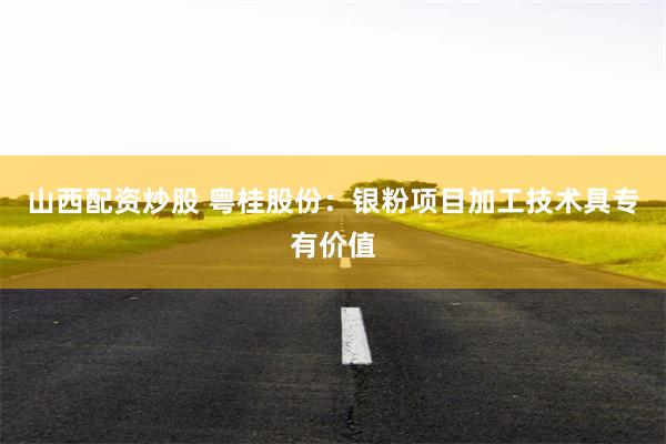 山西配资炒股 粤桂股份：银粉项目加工技术具专有价值
