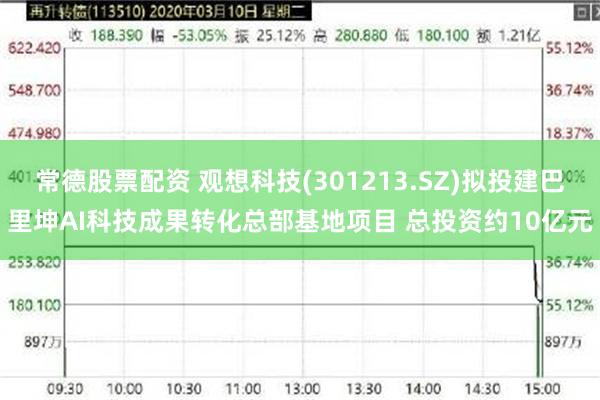 常德股票配资 观想科技(301213.SZ)拟投建巴里坤AI科技成果转化总部基地项目 总投资约10亿元