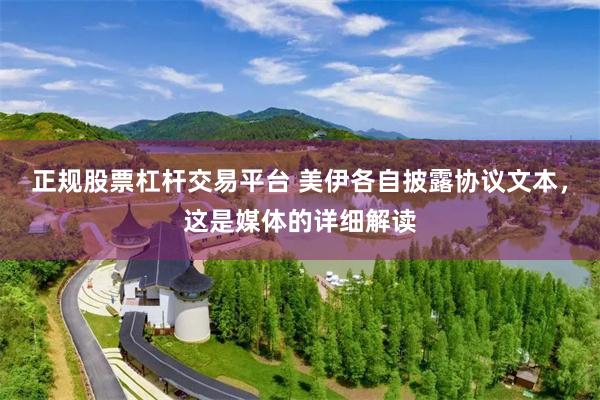 正规股票杠杆交易平台 美伊各自披露协议文本，这是媒体的详细解读