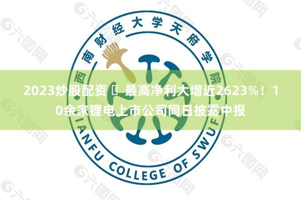 2023炒股配资 最高净利大增近2623%!10余家锂电上市公司同日披露中报