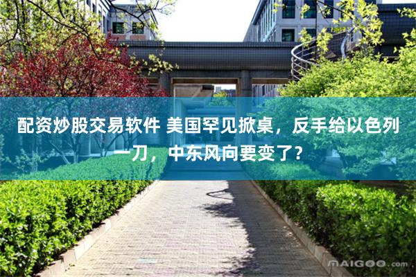 配资炒股交易软件 美国罕见掀桌，反手给以色列一刀，中东风向要变了？