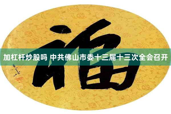 加杠杆炒股吗 中共佛山市委十三届十三次全会召开