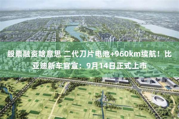 股票融资啥意思 二代刀片电池+960km续航！比亚迪新车官宣：9月14日正式上市